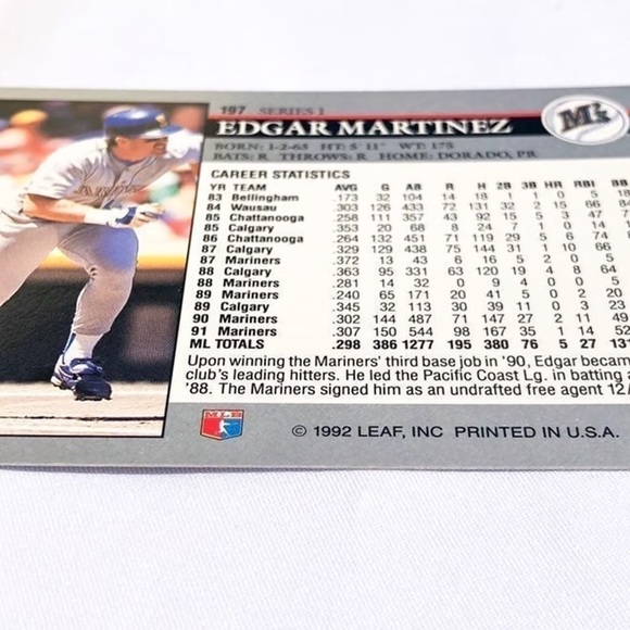 1992 & 1993 Leaf Edgar Martínez cards open to reasonable offers - Picture 5 of 10